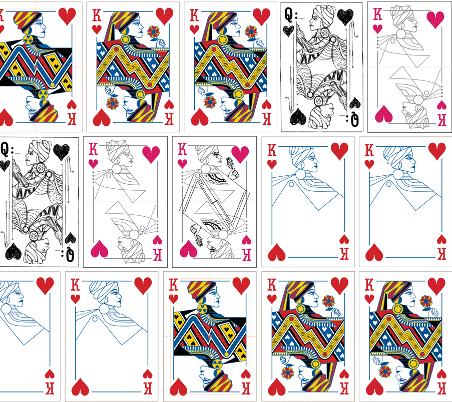 diverse set of playing cards face cards